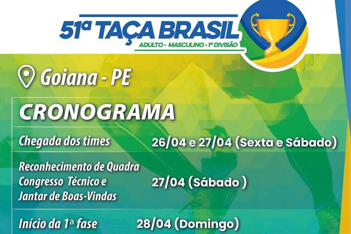 Grupos, equipes e tabela: saiba tudo da Taça Brasil Adulto Masculino em Goiana (PE)